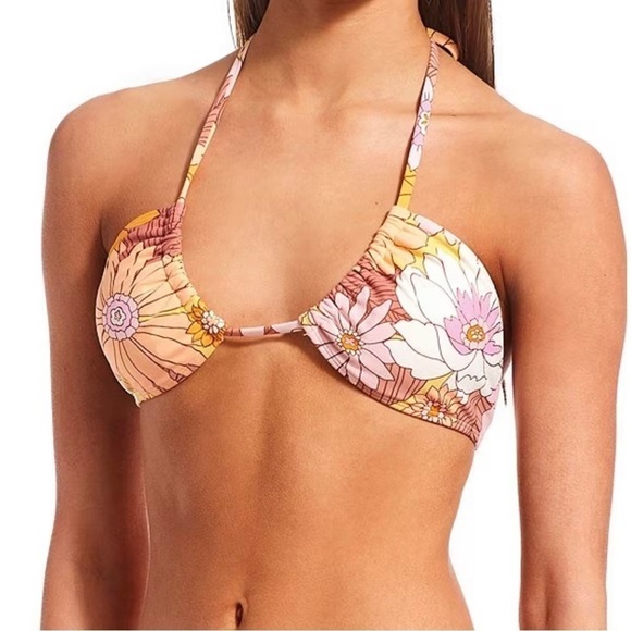 Honeybee Floral Two Way Convertible Bralette Halter Swim Top Size XL - Picture 2 of 9